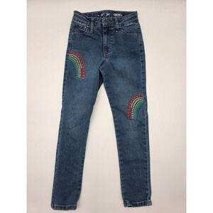 Cat Jack Girls Jeans Rainbow Embroidery Ultimate Stretch Blue Size 10